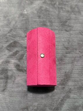 Pink Suede Travel Jewelry Roll Case